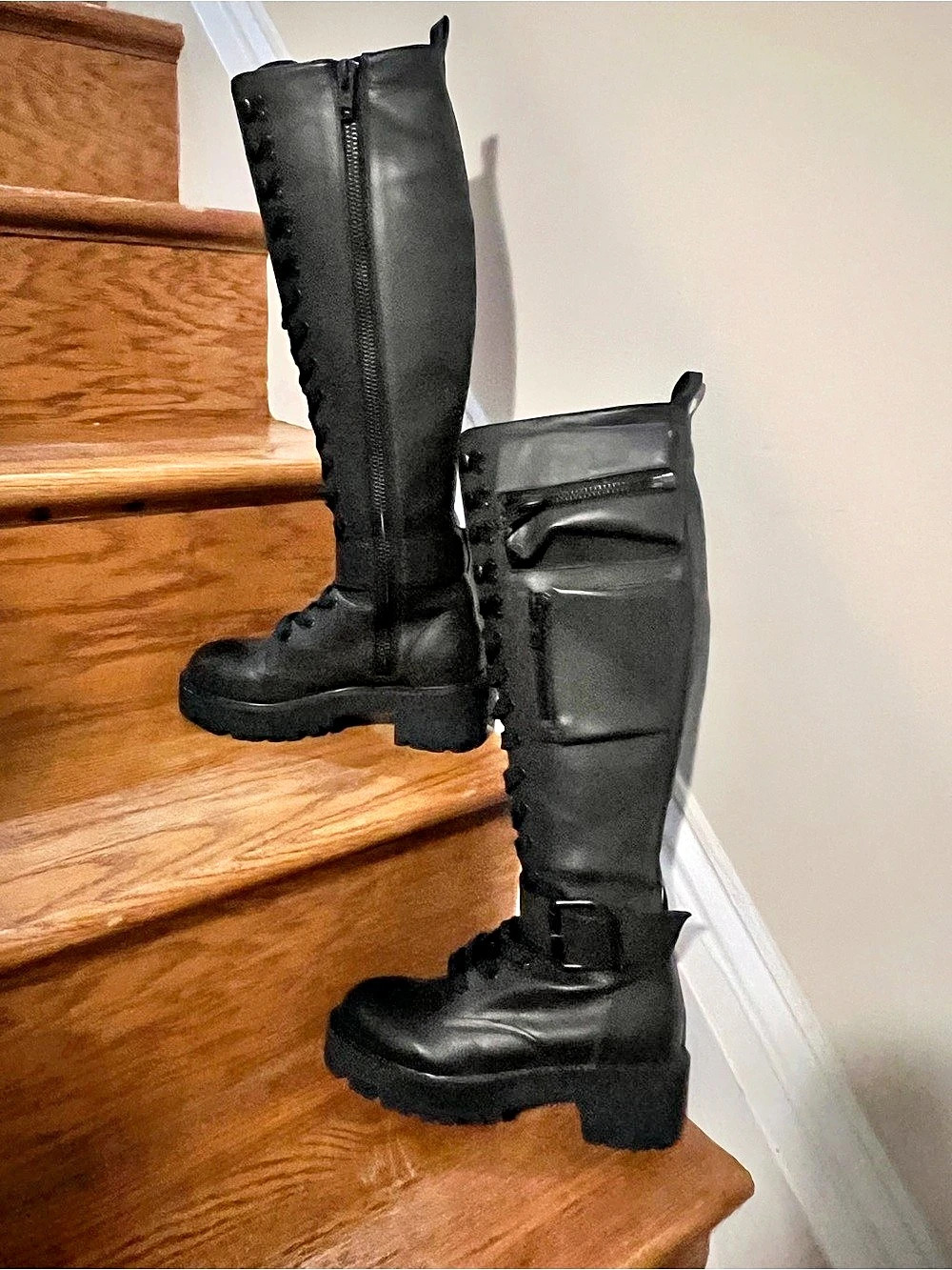 Dolls Kill Obsidian Pocket Knee High Combat Boots (7M) - Picture 3 of 8